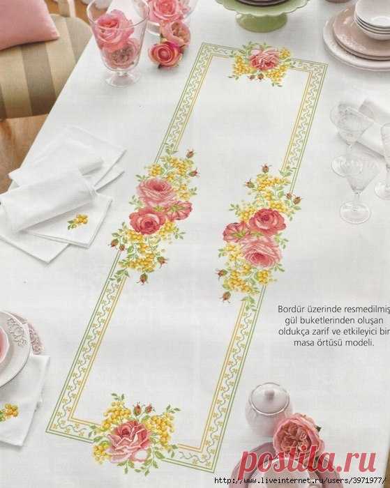Вышиваем красивую скатерть — DIYIdeas