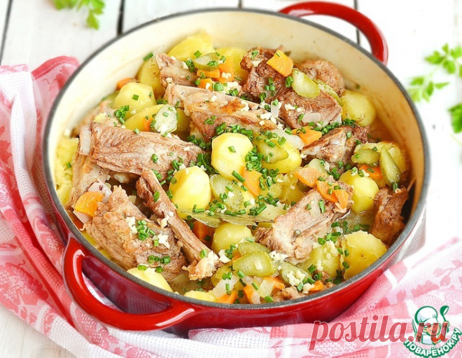 Домашнее жаркое с ребрышками и картофелем – кулинарный рецепт