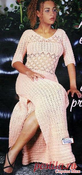 Нежно-розовое вечернее макси-платье. - Все в ажуре... (вязание крючком) - Страна Мам