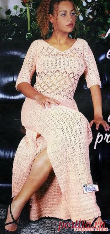 Нежно-розовое вечернее макси-платье. - Все в ажуре... (вязание крючком) - Страна Мам