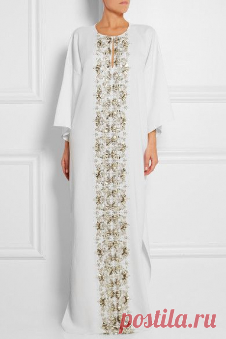 Oscar de la Renta | Embellished stretch-silk georgette kaftan | NET-A-PORTER.COM