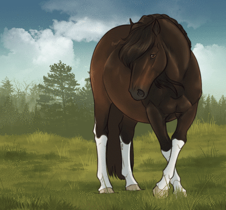 Гиф анимация Лошадь виляет хвостом, by newvoh