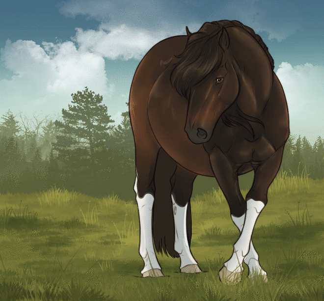 Гиф анимация Лошадь виляет хвостом, by newvoh