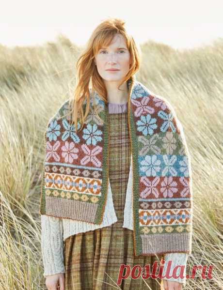 Жаккардовый шарф спицами Embleton