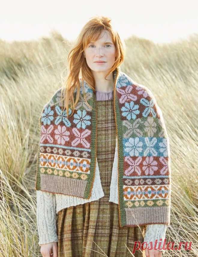 Жаккардовый шарф спицами Embleton