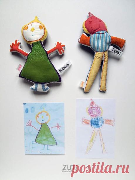 zut! création textile - Mon dessin, Mon doudou! Création textile pièce unique à partir d'un dessin d'enfant!Par Sidonie Bencik.
