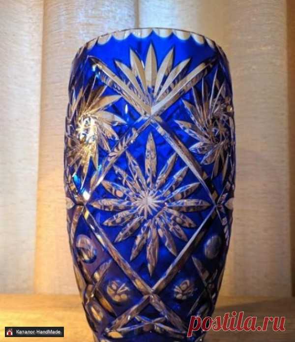 Ваза для цветов Ручная работа Хрусталь синий купить в Беларуси HandMade, цены в интернет магазинах