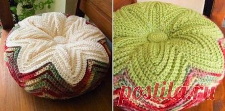 Вязаный крючком пуфик - Nebka.Ru