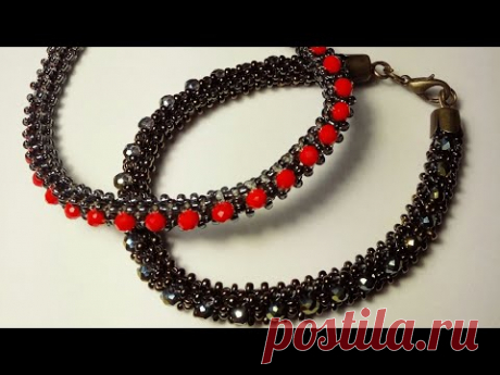Браслет из бисера и бусин. Bracelet from beads and beads