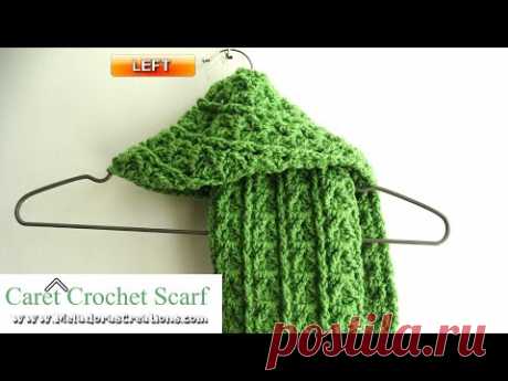 Caret Crochet Scarf Tutorial 🍂🧣 - Left handed Crochet tutorial