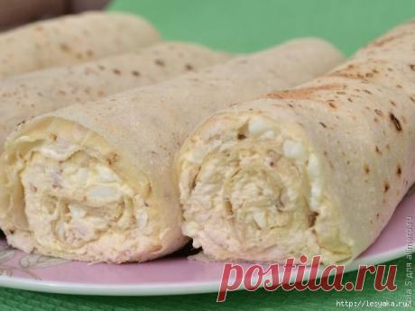 Рулеты из лаваша с курицей и плавленым сырком | Банк кулинарных рецептов