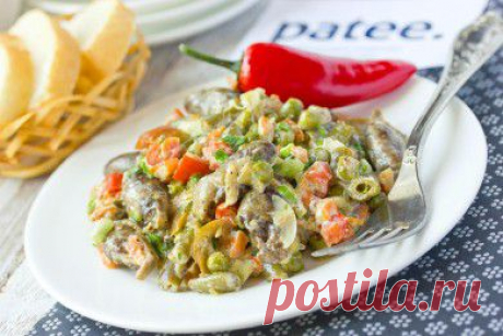 Овощное рагу с куриными сердечками - рецепт с фотографиями