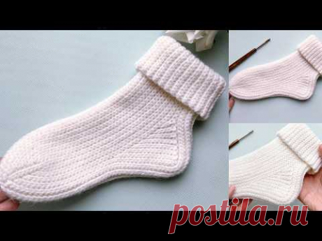 💥🧦 Самые идеальные и простые носочки с анатомической пяткой!!! Крючком как спицами