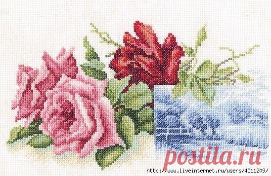Розы. Вышивка крестом.