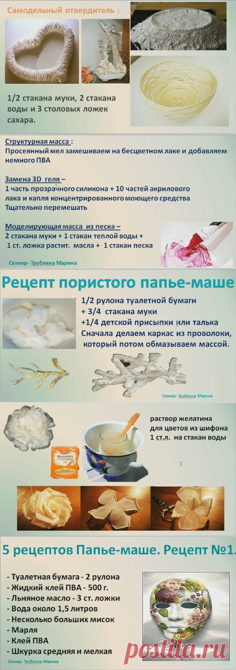 Полезные рецепты для декорирования и лепки от М.Трублиной.
