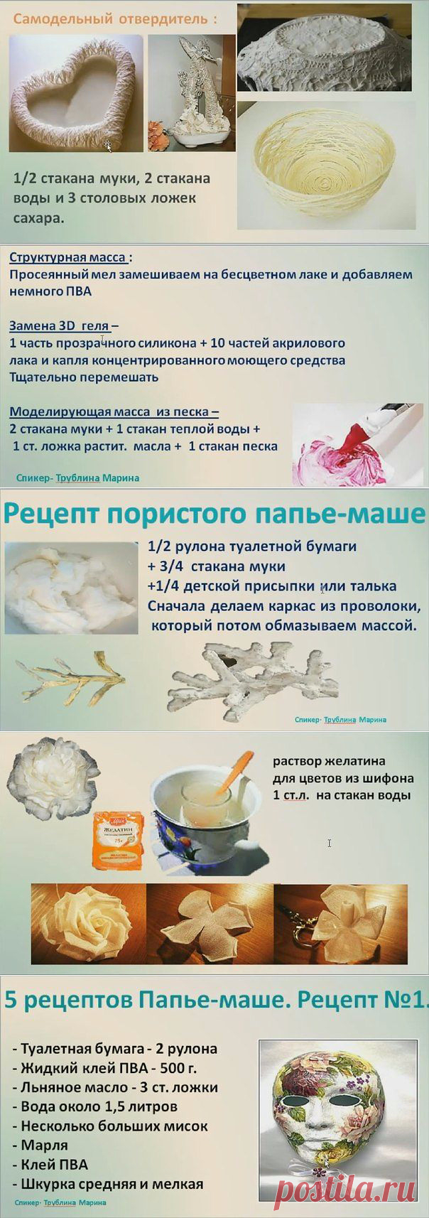 Полезные рецепты для декорирования и лепки от М.Трублиной.