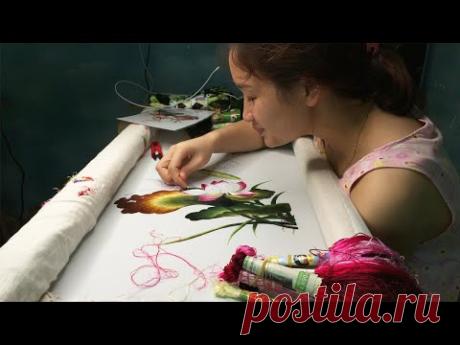 ручная вышивка - вышивка цветов лотоса