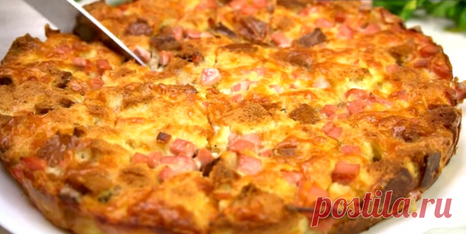 Заменила тесто👉на хлеб, теперь рекомендую так делать своим знакомым: хлебный пирог из того, что есть в холодильнике, без возни с тестом | Готовим с Калниной Натальей | Дзен