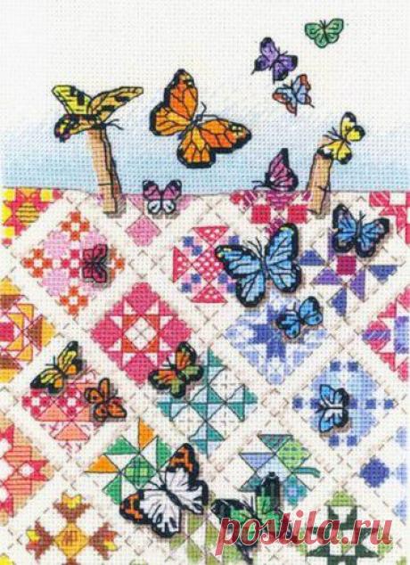 Butterflies on Nine-Patches - StitchArt.net - Искусство вышивания крестиком