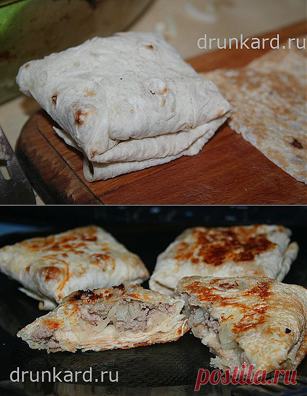 КОНВЕРТИКИ ИЗ ЛАВАША С ФАРШЕМ, КАПУСТОЙ И СЫРОМ.