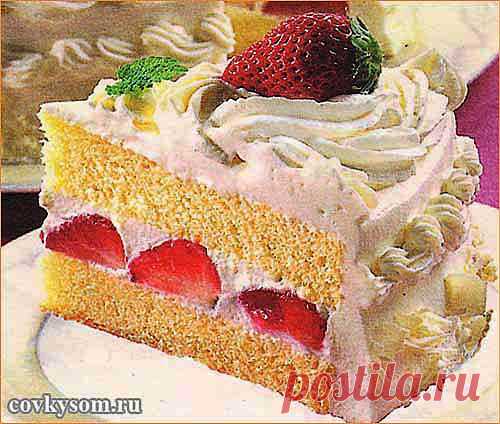 Бисквитно-клубничный тортик | Домашняя кулинария