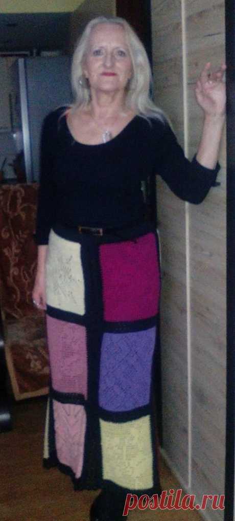 patchwork crochet &amp; knit skirt