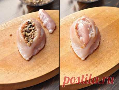 Куриные грудки фаршированные гречкой и шампиньонами