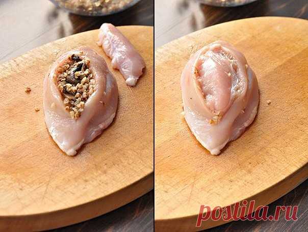 Куриные грудки фаршированные гречкой и шампиньонами