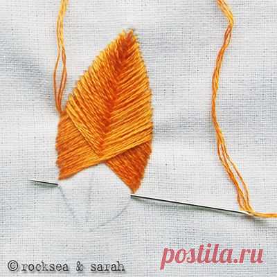 raised fishbone stitch | Sarah's Hand Embroidery Tutorials