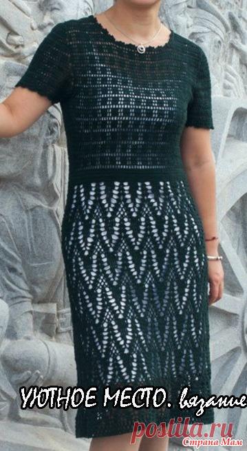 . Синее ажурное платье. Очень интересное платье от китайской мастерицы выполнено в смешанной технике. Верх связан филейным кружевом а юбка узором елочка http://vk.com/