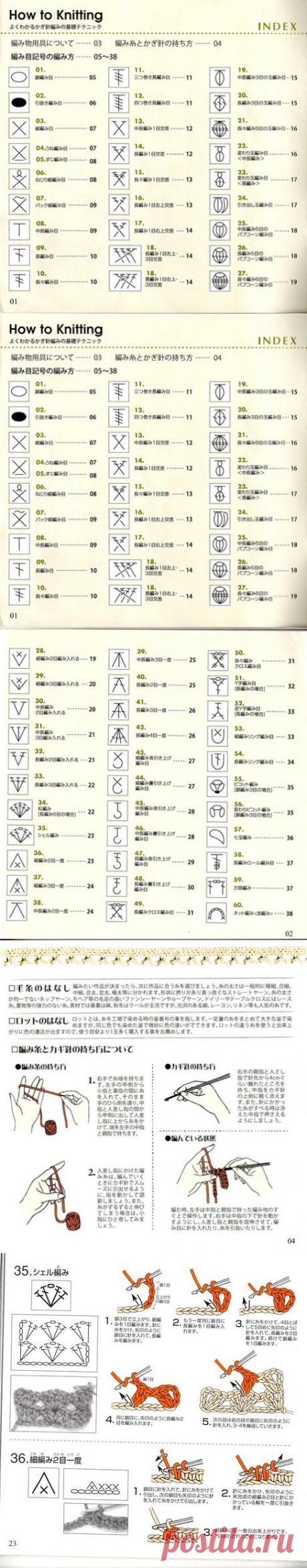 Книга: How to Knitting. Крючок, техника вязания и обозначения (Япония).