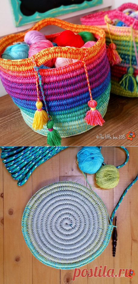 ВЯЗАНАЯ СУМКА ИЛИ КОРЗИНКА. ВЯЗАНИЕ КРЮЧКОМ.