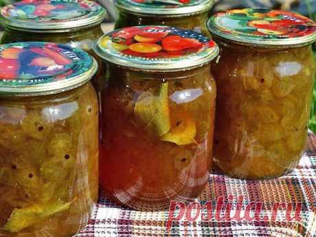 Крыжовник по-царски
====================
Промыла, откинула на дуршлаг, перебрала, рассортировала. Затем ножницами срезала все хвостики.
Взяв нож с закруглённым лезвием, удалила семенные гнёзда из ягод.
Подготовленные ягоды взвесила. 

Затем сварила сироп — на килограмм сахара два стакана воды, и когда он закипел, всыпала в него килограмм крыжовника, добавив горсть вишнёвых листьев.

 Варила в несколько приёмов с выстаиванием по пять-восемь часов. Если варить недолго — варе...