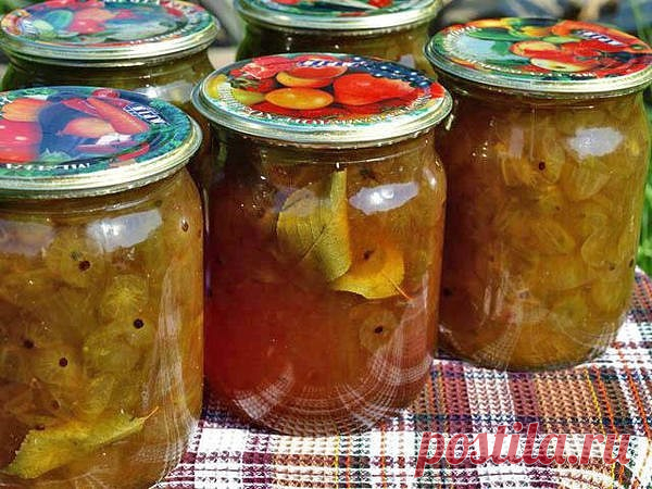 Крыжовник по-царски
====================
Промыла, откинула на дуршлаг, перебрала, рассортировала. Затем ножницами срезала все хвостики.
Взяв нож с закруглённым лезвием, удалила семенные гнёзда из ягод.
Подготовленные ягоды взвесила. 

Затем сварила сироп — на килограмм сахара два стакана воды, и когда он закипел, всыпала в него килограмм крыжовника, добавив горсть вишнёвых листьев.

 Варила в несколько приёмов с выстаиванием по пять-восемь часов. Если варить недолго — варе...