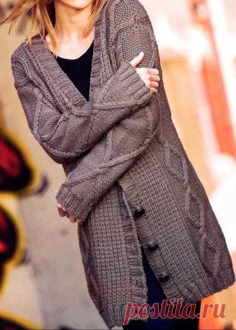 ВЯЖЕМ СПИЦАМИ КАРДИГАН С РЕЛЬЕФНЫМ УЗОРОМ | НАТАЛЬЯ ДМИТРИЕВА. ВЯЖЕМ ВМЕСТЕ | Яндекс Дзен