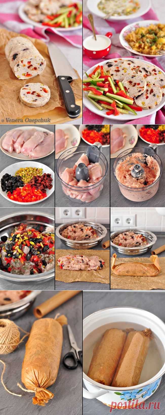 Куриный рулет с оливками, вялеными томатами и фисташками (диетический)