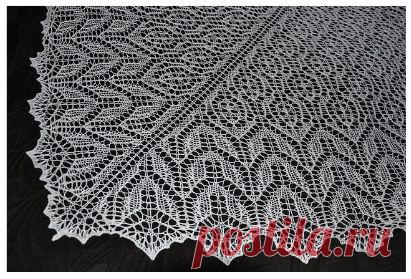 Вяжем красивую сливочную шаль Пряжа: автор использует Lace MERINO Lana Grossa, 2 моточка, цвет 09, состав 100% мериносовая шерсть Спицы:3,25  Размеры готового изделия: 165/90 Ход работы:  Схема1  Набрать 7 петель (1й ряд).