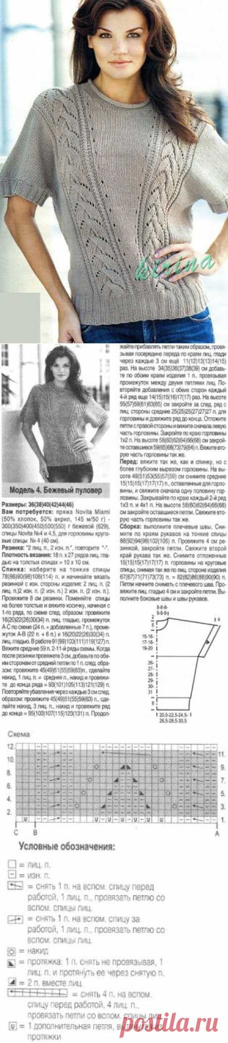 Схема пуловера спицами