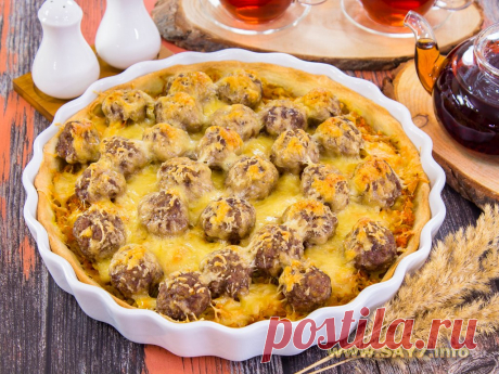 Пирог с капустой и фрикадельками. Пирог с капустой и фрикадельками