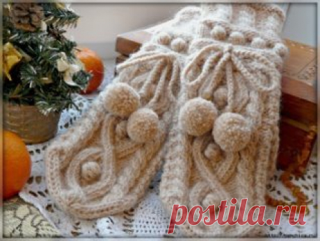 Варежки спицами узором *Ромбы с рисом*
Тут узоры и схемы.