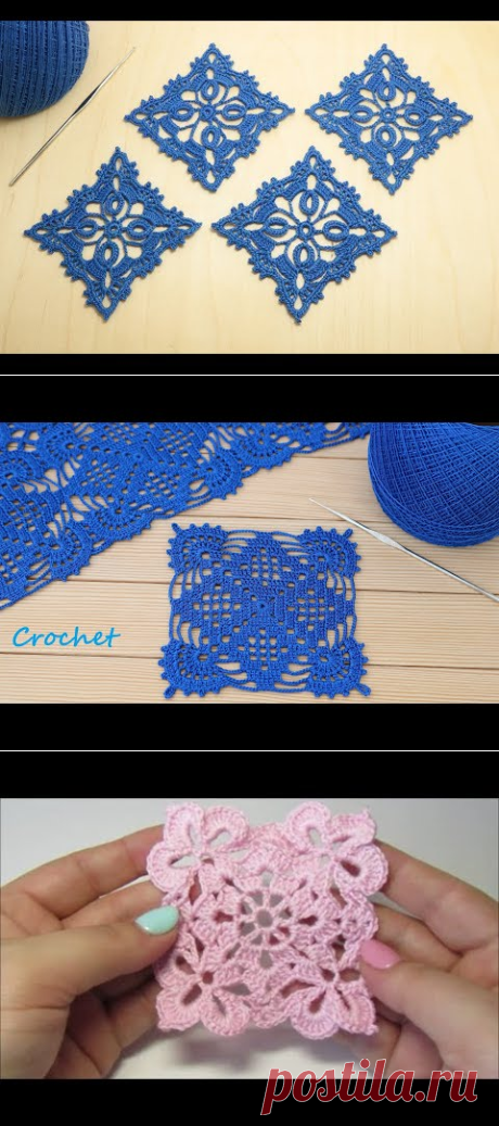 (9078) АЖУРНЫЙ КВАДРАТНЫЙ МОТИВ вязание крючком мастер-класс How to Crochet for Beginners - YouTube