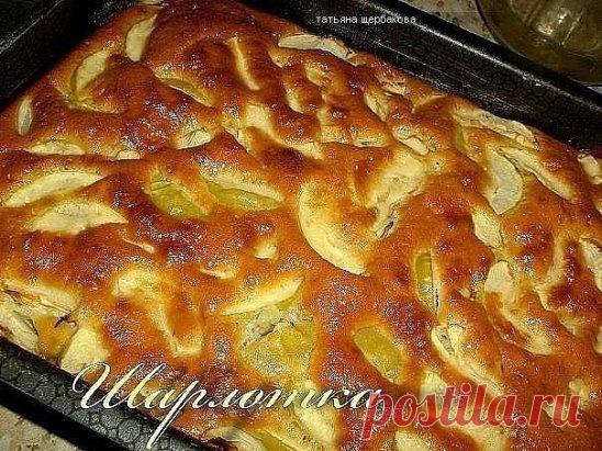 НАСТОЯЩАЯ ШАРЛОТКА.
Рецепт Татьяны Бабенко.
КАК ДЕЛАТЬ:
1. 800 грамм яблок, без кожуры, нарезать дольками, удалить сердцевинки, присыпать сахаром и корицей.
2. Приготовить тесто : 3 яйца взбить в пышную пену с 1 стаканом сахара, добавить 1 стакан сметаны взбитой с 1 чайной ложкой соды, перемешать , всыпать 1.5 стакана муки.
3. В смазанную маслом форму сложить яблоки и залить тестом, поставить в духовку. 
4. Выпекать при температуре 180 градусов до готовности.