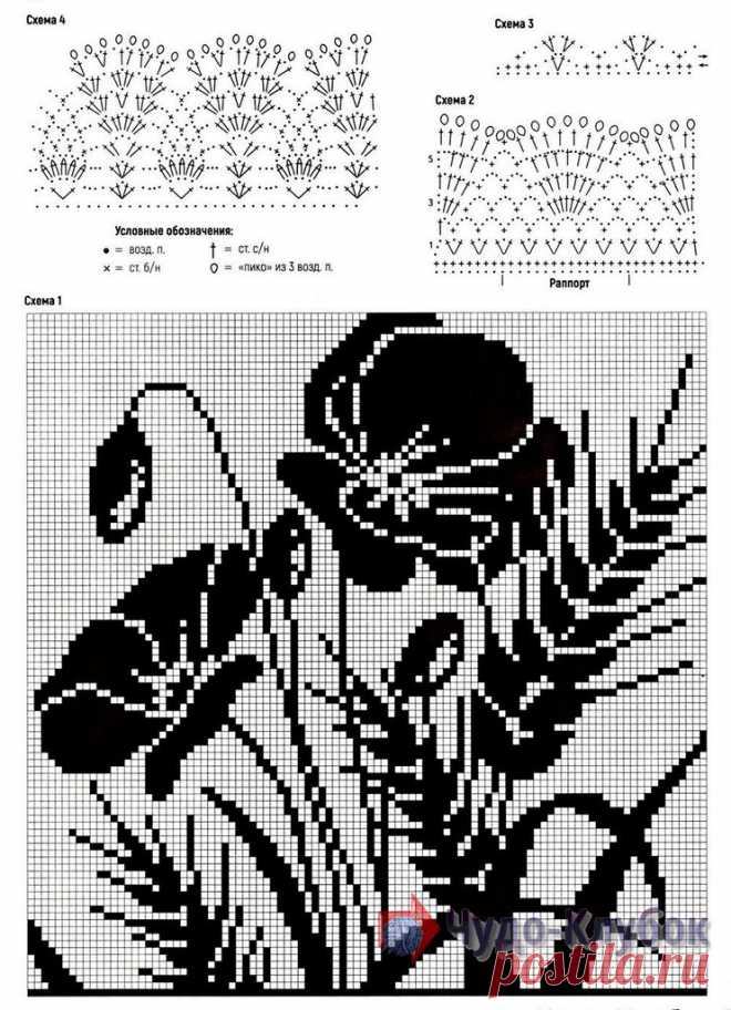 Схемы вязаных картин крючком - 82 фото
