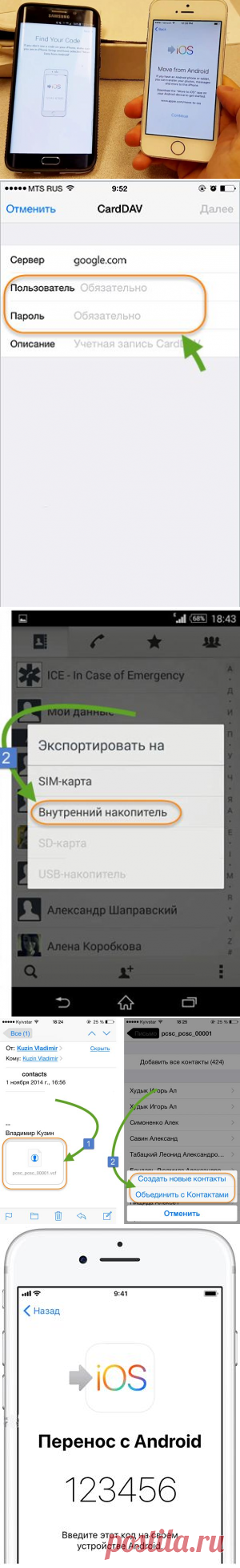 Итак, у вас есть телефон с ОС Андроид, но вы приобрели также яблочный смартфон. Вы начинаете размышлять, как скинуть с Андроида на Айфон контакты? Также, люди об этом думают, если у них есть старый телефон, на котором находится приличное число контактов, и эти контакты нужно перенести на Айфон.
Мы начнем рассматривать популярные и рабочие способы, как решить данную проблему. Применив мои методы, вы сможете оперативно перекинуть нужную информацию на ваш iPhone.
Проведём синхронизацию Гугл