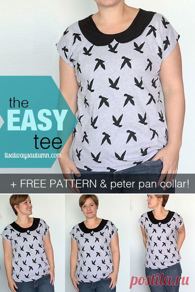 Выкройка футболки с круглым воротничком