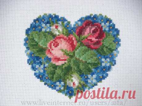 Вышивка крестом, схемы Викторианское цветочное сердечко