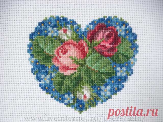 Вышивка крестом, схемы Викторианское цветочное сердечко