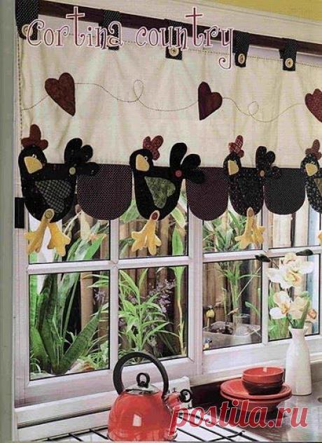 Лоскутная шторка для кухни. МК и выкройка