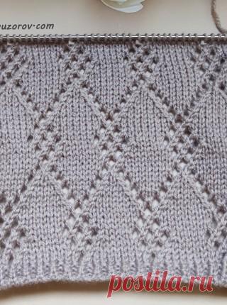 Ажурные ромбы спицами