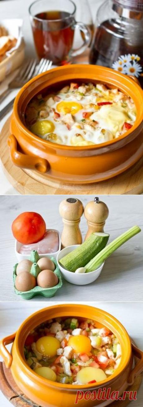 Как приготовить яйца, запеченные с курицей и овощами - рецепт, ингридиенты и фотографии